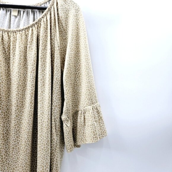 Michael Michael Kors Plus size 2X Tan Animal Print Scoop Neck Peasant Blouse - Picture 6 of 8
